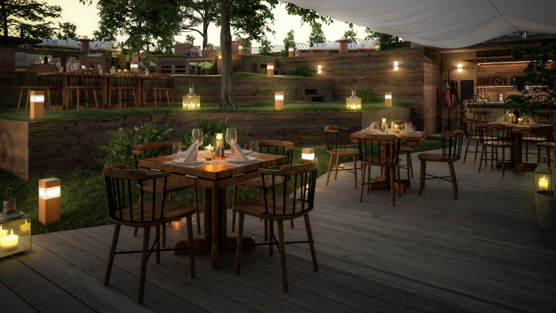 Inside Garden Pub & Restaurant - 3d visualization